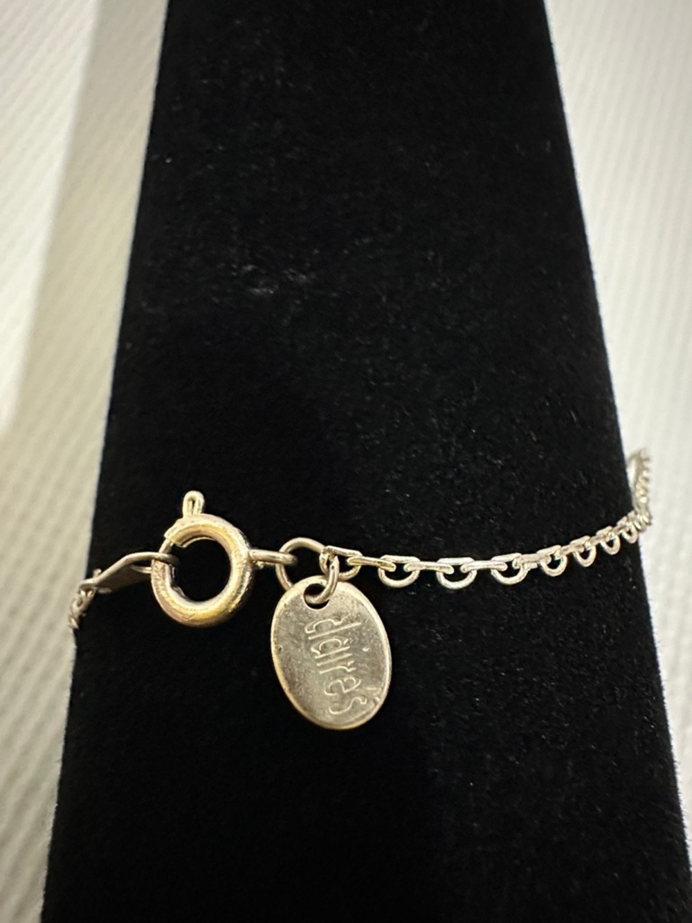 Delicate Silver-Tone Charm bracelet with Clear and Black Crystals